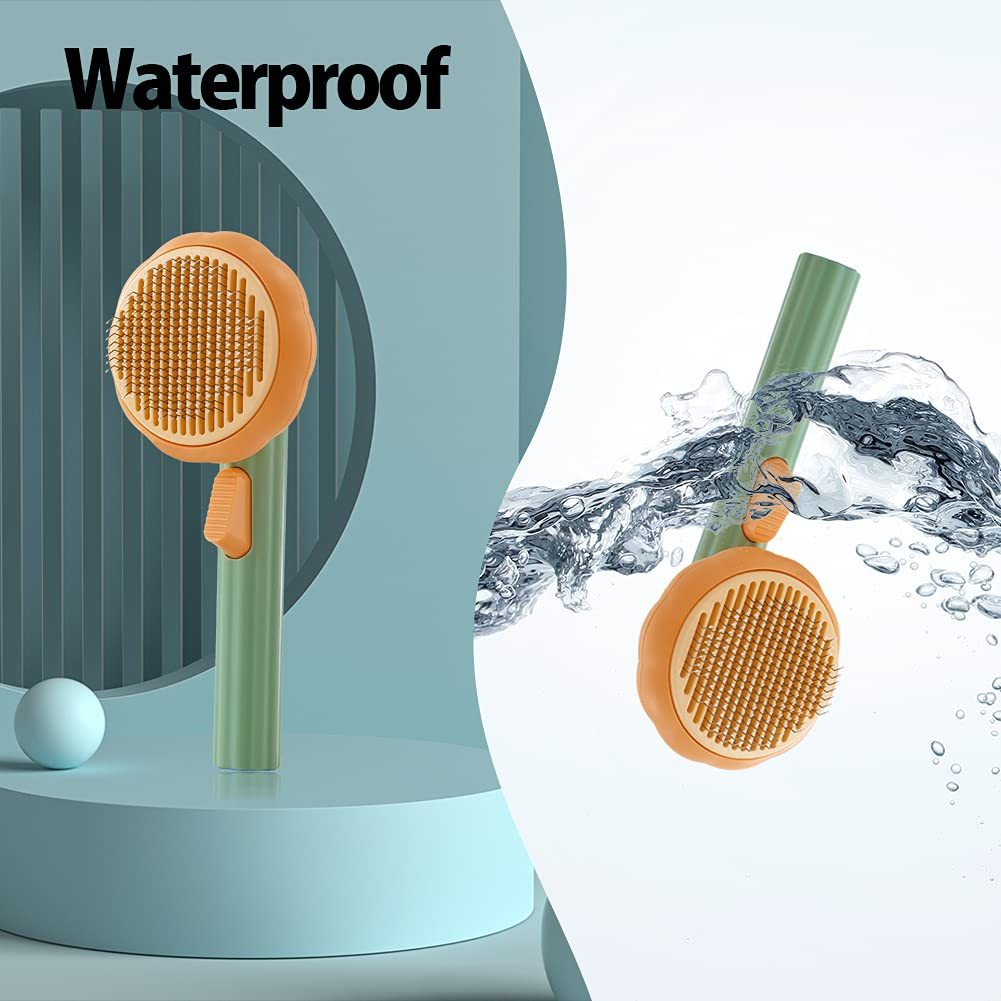 Two handheld shower scrubbers with water splashing around them, labeled 'Waterproof'.