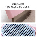 Pet grooming comb with two different uses shown on a white background