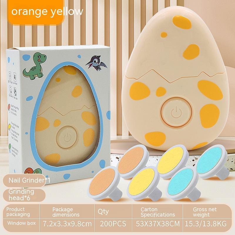 Battery-operated infant nail clipper in yellow color with different colored heads
